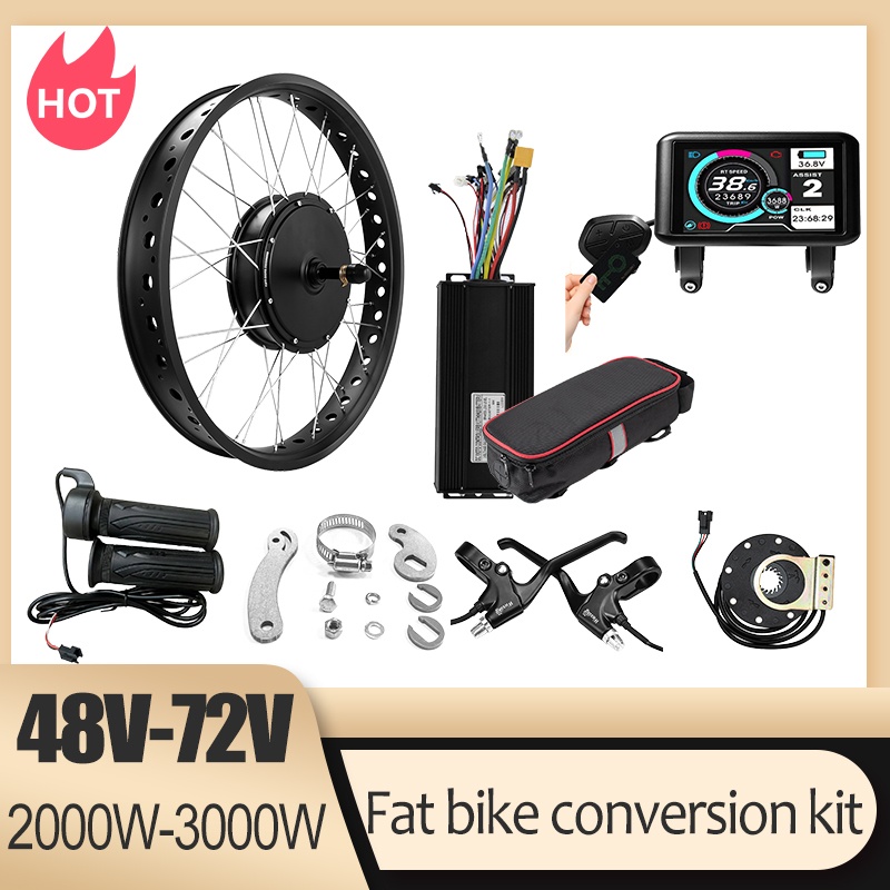 72V 3000W Fat Tire Snow Bike M - đánh giá và giá Fat Tire Ebike Conversion Kit 2000W