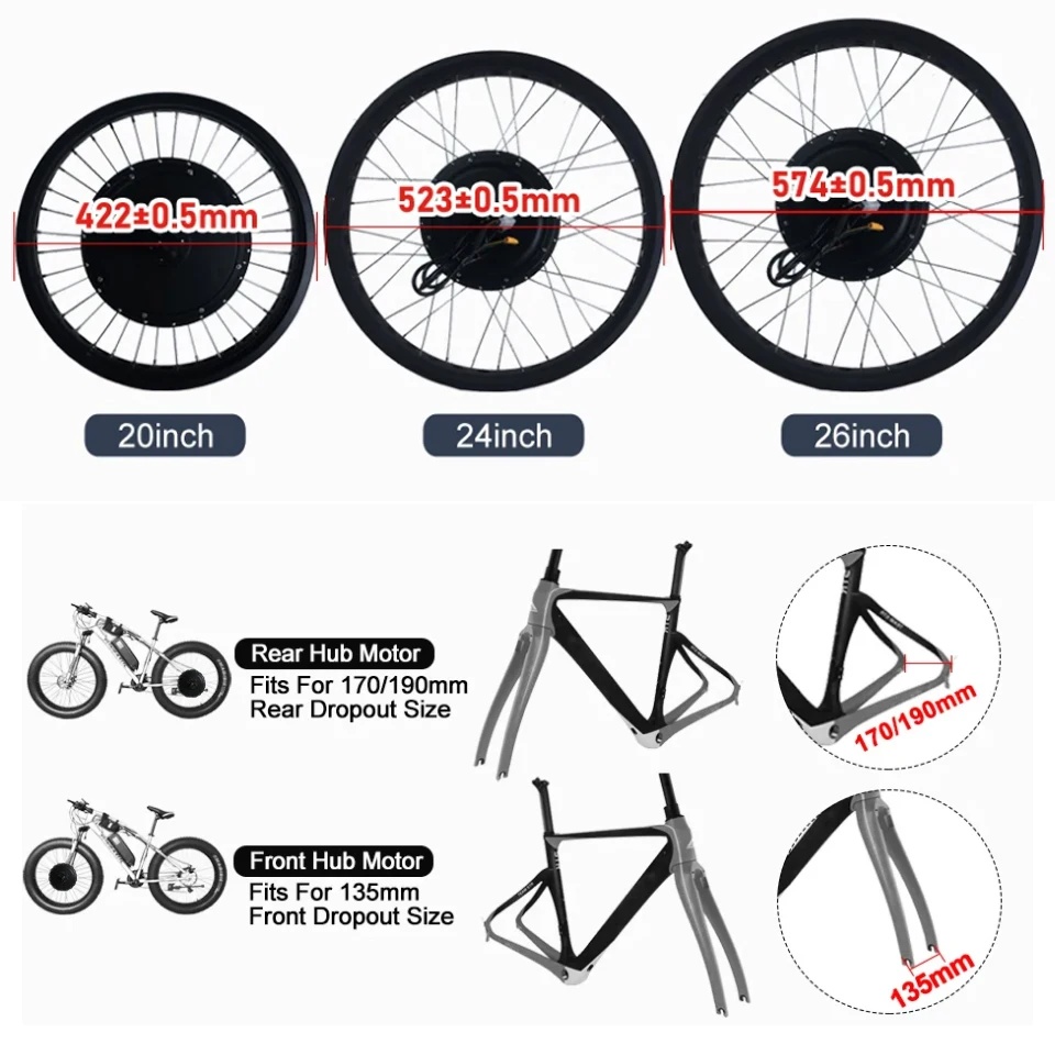 72V 3000W Fat Tire Snow Bike M - đánh giá và giá Fat Tire Ebike Conversion Kit 2000W
